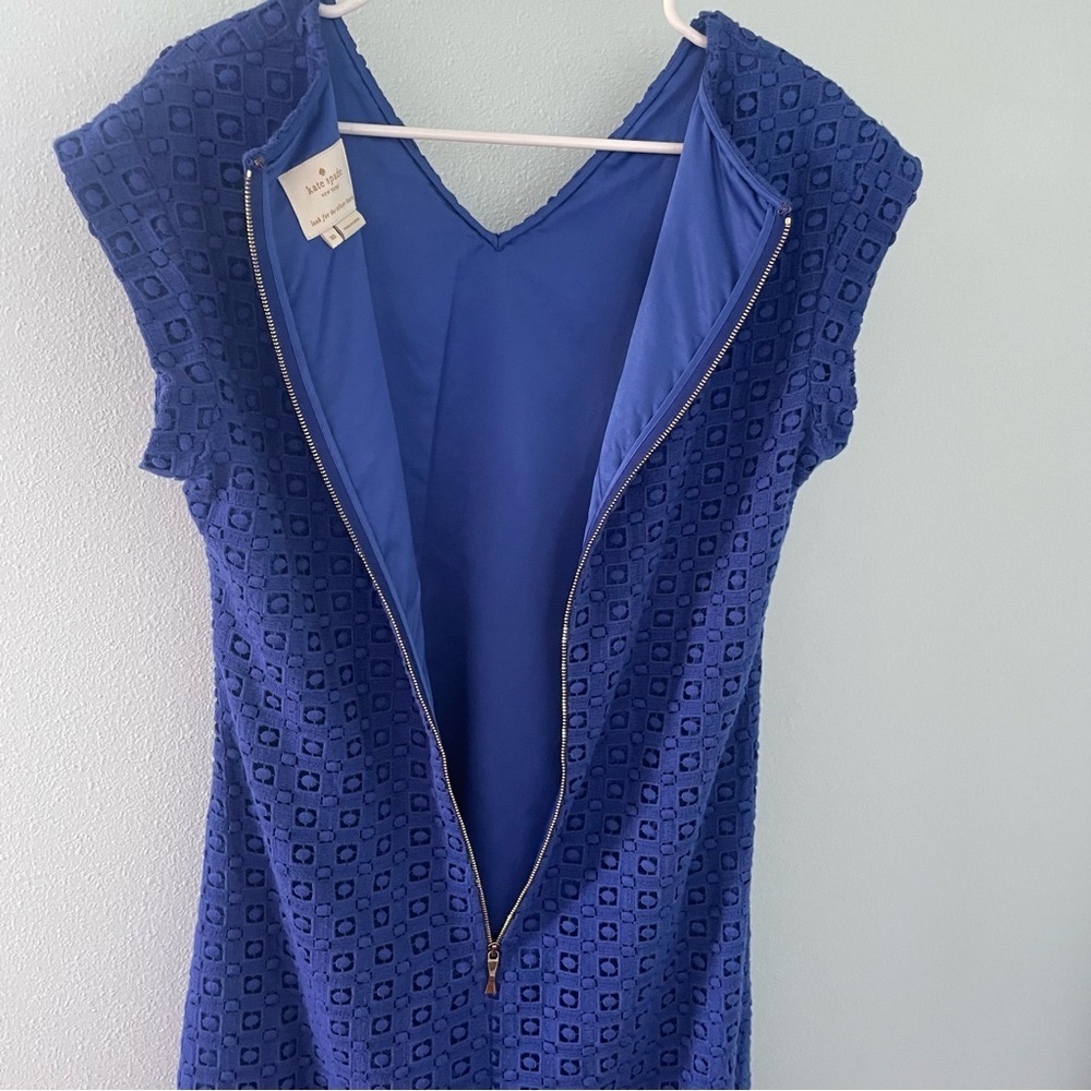 KATE SPADE NEW YORK Guipure Lace A-Line Mini Dress Cap-Sleeve Blue Women's 10 - Picture 9 of 13